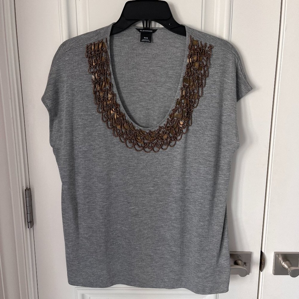 Embellished tee with beading and paillettes